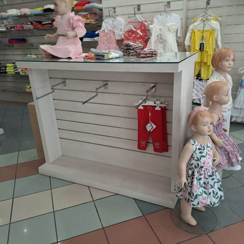 Shop counter like new with shelves and hanging racks