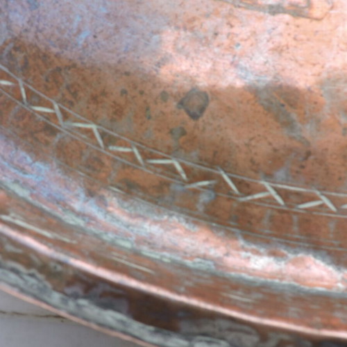 Copper tray used with designs, 62 cm diameter