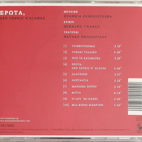 Natasa Theodoridou Erota Den Xereis Na Agapas CD like new