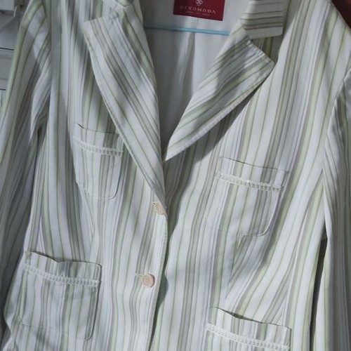 Jacket with cotton fabric and subtle yellow and green stripes like new
