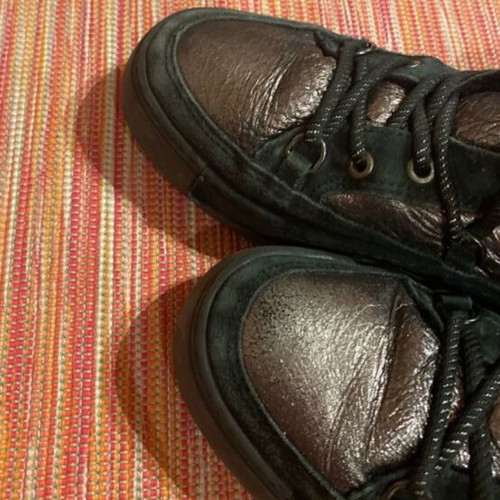 Women's Metallic High-Top Sneakers, Size 37, Black
