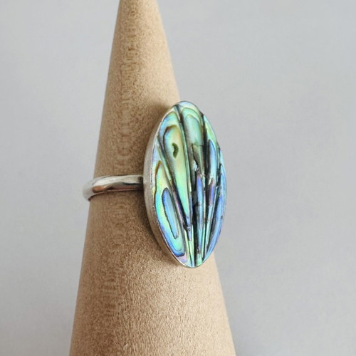 Vintage Ariki New Zealand Sterling Silver Paua Shell Ring like new