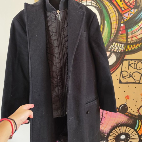 Coat with integrated vest used, shoulder width 44 cm, Benetton black, size S