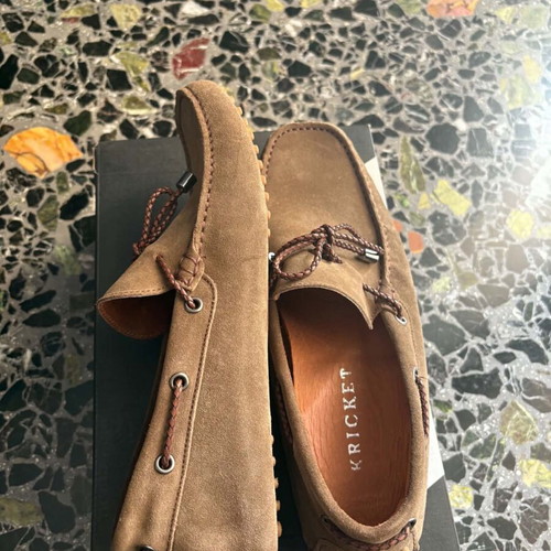 Kricket men's suede leather moccasins size 42 like new, tobacco