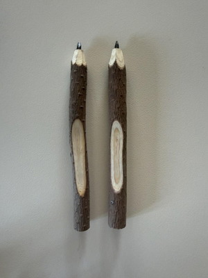 Wooden pencils new, natural rustic style, set of 2 pieces