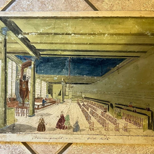 Old painting used, 18th century with detail and precision
