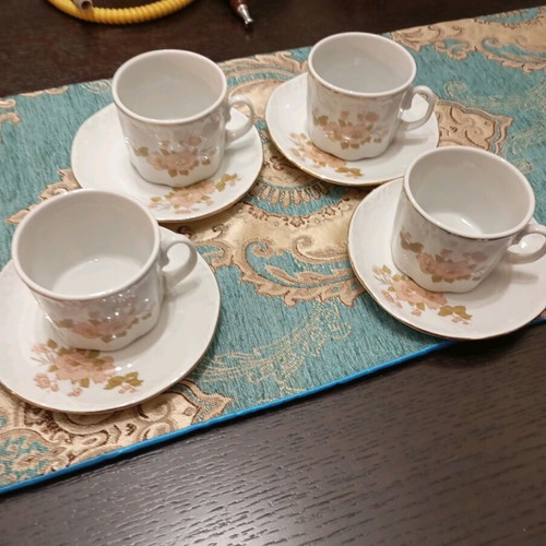 Vintage coffee-tea set for 4 people like new, collectible Keramikos Athens