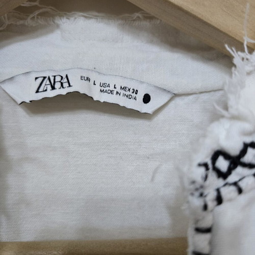 Zara embroidered tunic like new, size large, black and white