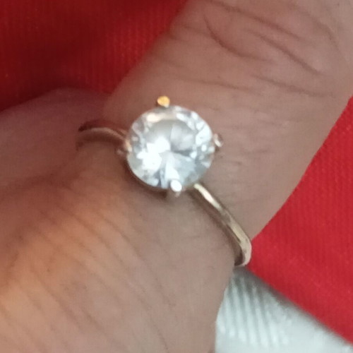 Momopetro 925 silver ring with zircon, used, size 54.5