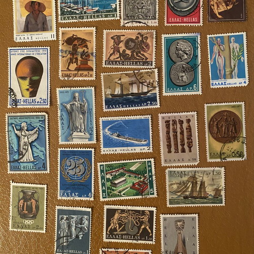 Greek commemorative stamps used, set of 24