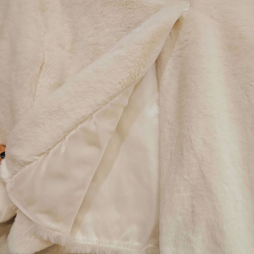 White faux fur parka new, size M