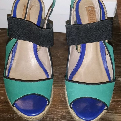 Schutz wedge sandals used, multicolor, size 38