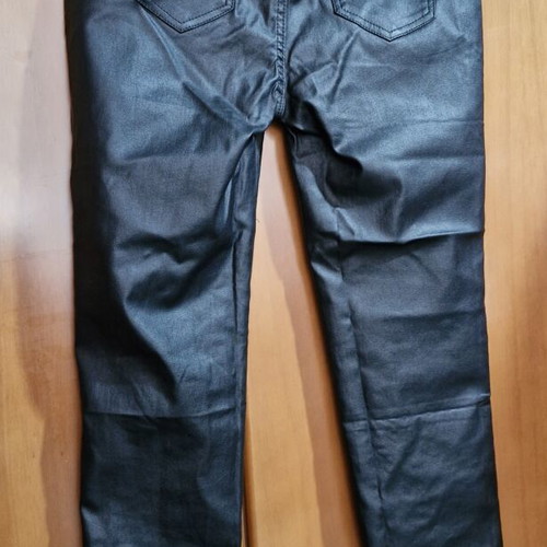 Fitted faux leather pants-leggings with studs, black, size XS, new