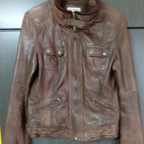 Bershka men's leather jacket used, brown, size M