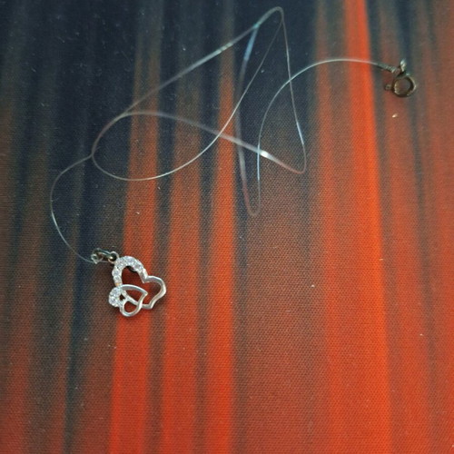 Necklace with fishing line and double heart new