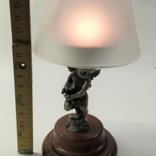 Retro candlestick with angel miniature and frost shade like new