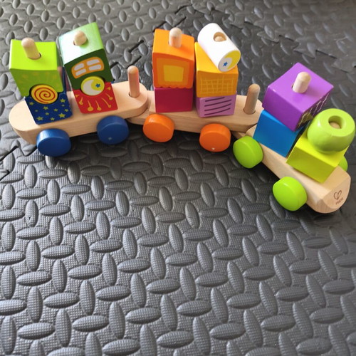 Hape Baby Train with Blocks like new