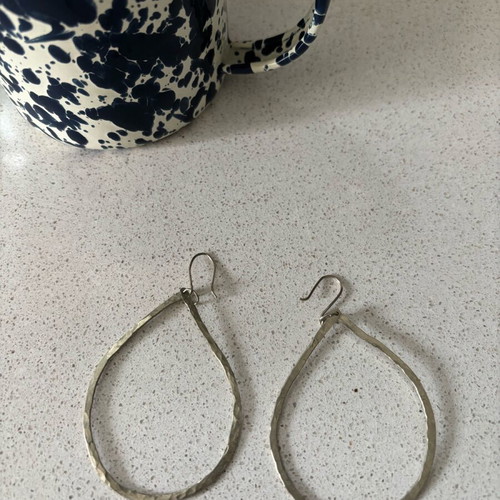 Large teardrop silver earrings like new