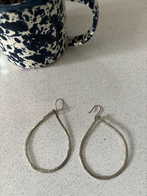 Large teardrop silver earrings like new