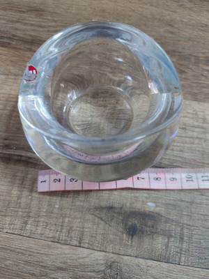 Vintage Iittala Visa crystal ashtray candleholder used, designed by Timo Sarpaneva