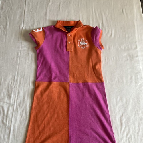 Ralph Lauren girls' dress, pink and orange, size 12y/14y