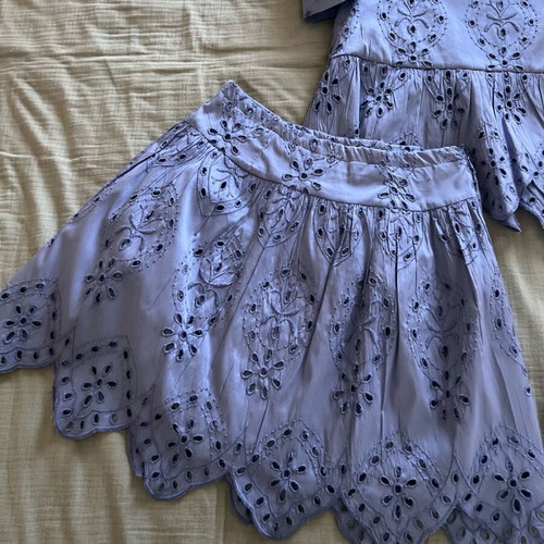 Blue lace skirt and top set like new, size small