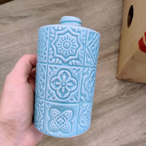 Ceramic vase used, flower holder, height 12.5 cm