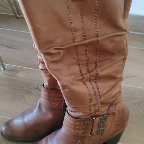 Marco Tozzi women's brown boots size 38 used with inner lining and 6cm heel