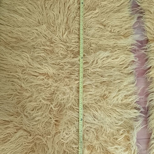 Pair of vintage flokati rugs in sunshine yellow, like new, 66×120cm