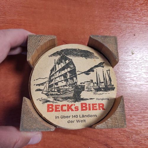 Beck's Beer Bremen Germany coasters used, pack of 11 with storage base