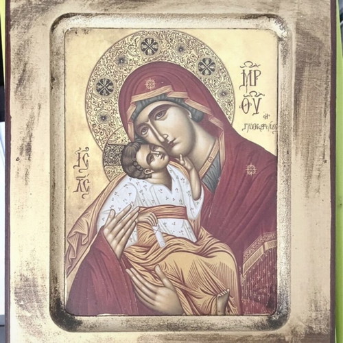 Holy icons of Virgin Mary and Jesus Christ handmade, like new, silver