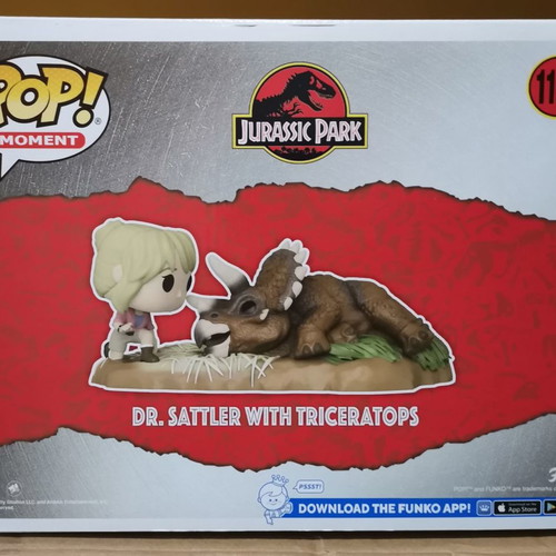 Funko POP! Moment Jurassic Park Dr. Sattler with Triceratops used
