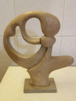 Modern art sculpture of a woman used, soapstone, handmade