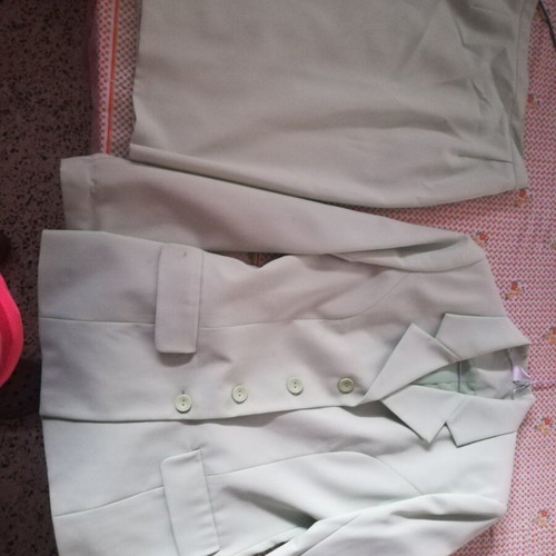 Women's green polyester suit size M jacket and skirt