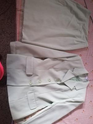 Women's green polyester suit size M jacket and skirt