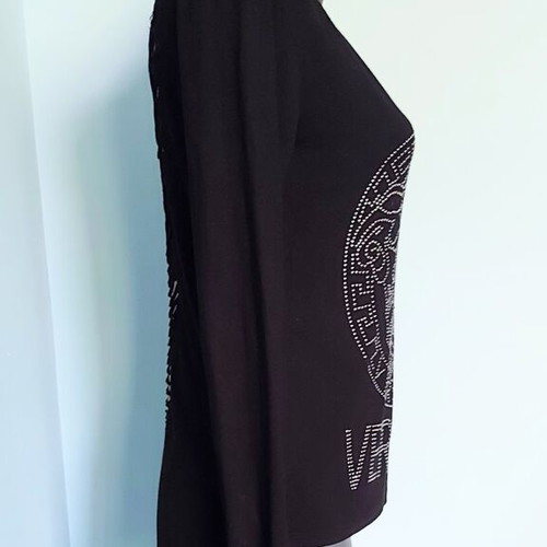 EGN fashion tunic with decorations, black, lace back, long sleeves