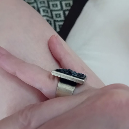 Zara ring silver with black 3D adjustable, like new