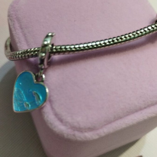 Silver plated bracelet with heart charm new, length 18.5 cm