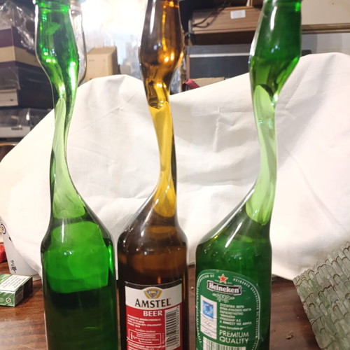Collectible Twisted Neck Beer Bottles pack of 3 used, sealed