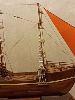 Handmade collectible wooden ship new