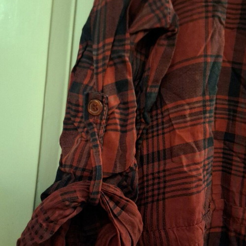 Plaid shirt dress used red black size M