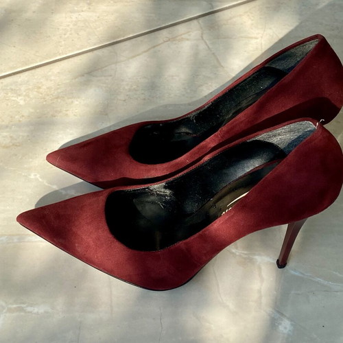 Linea Collection Stiletto high heels used, size 39, burgundy suede