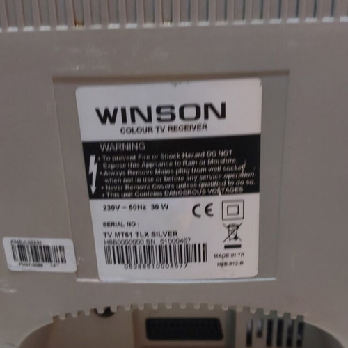 Winson CRT TV MT61 TLX Silver 14" like new with remote for retro gaming