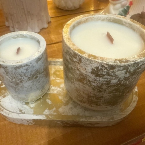 AI Candleart soy candle set with wooden wick and plaster containers