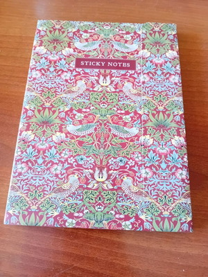 Σημειωματάριο με Sticky Notes σαν καινούργιο, σχέδιο Strawberry Thief William Morris