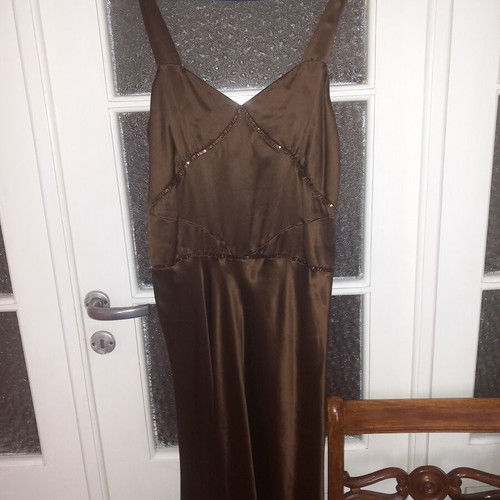 Sarah Lawrence dress size large satin brown new, formal wear