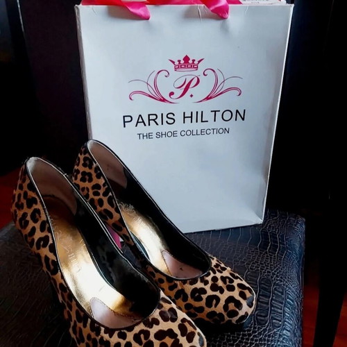Paris Hilton Tyra Leopard Pony Hair High Heels Size 39 Like New