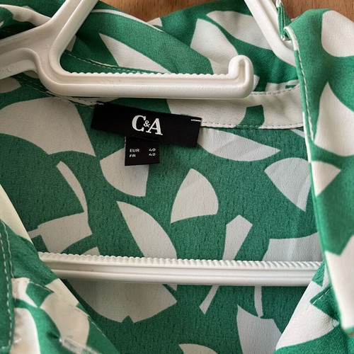 C&A Women's Shirt Large-XL like new, thin fabric, white and green