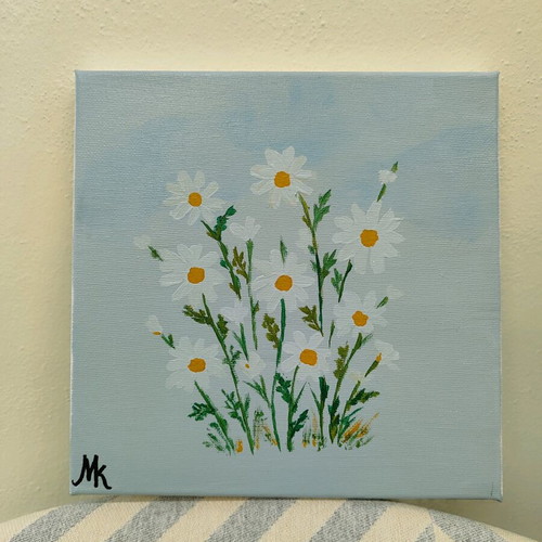 Handmade canvas with daisies new, size 20×20