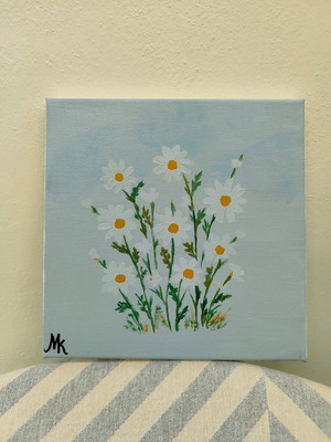 Handmade canvas with daisies new, size 20×20